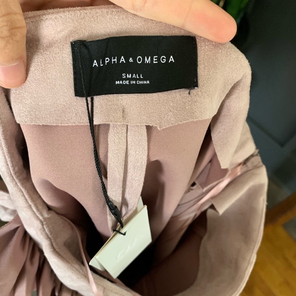 lavender vegan suede ruffle pencil skirt - Picture 5 of 6